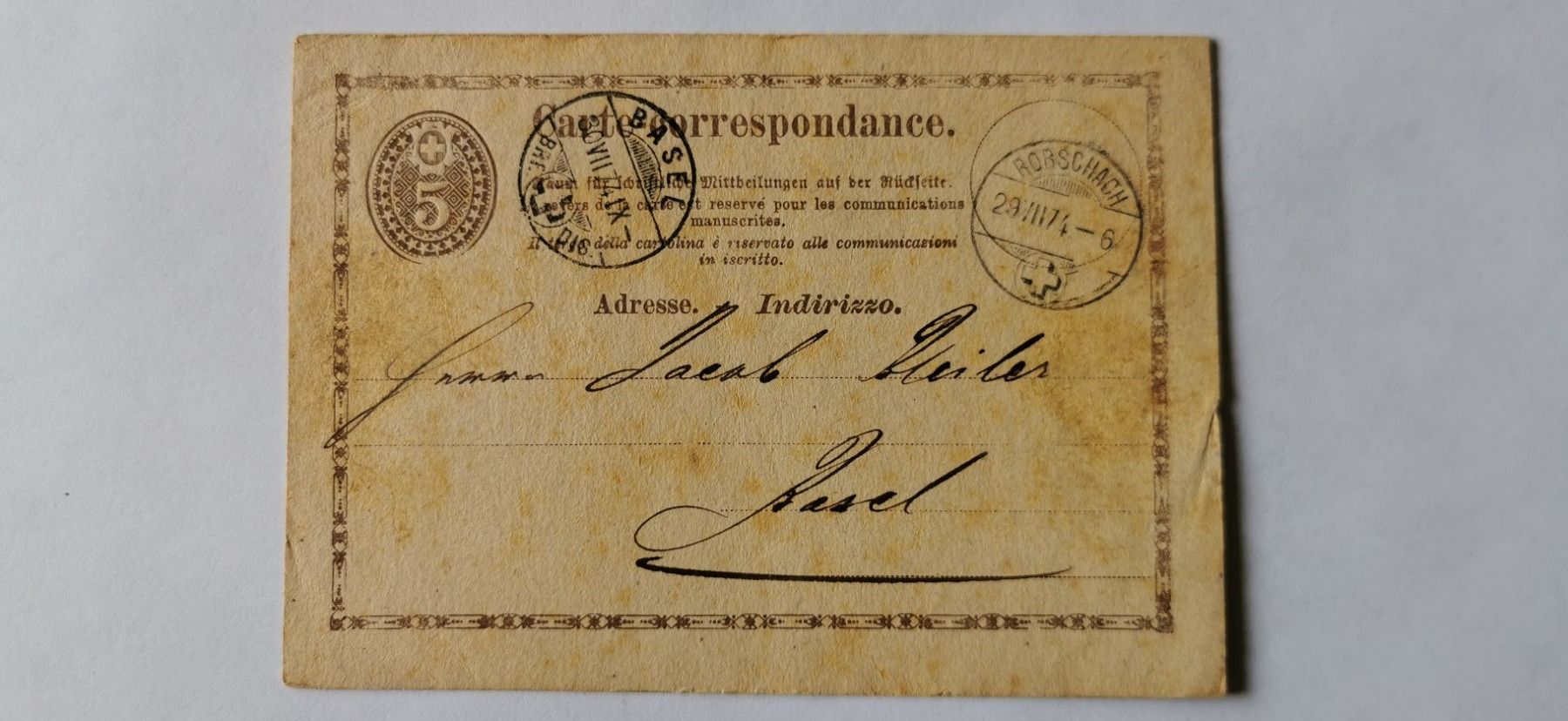 Alle Briefmarken: Carte Correspondance 1874 – Gebraucht aus Aadorf von Chnorli-Furz