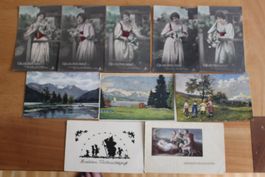 10 Alte Ansichtskarten Kitschkarten