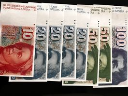 Konvolut 8 Stück Banknoten Schweiz 6. Serie bankfrisch / UNC