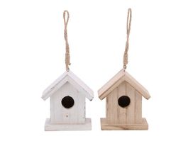 Holz Vogelhaus zum Hängen 2er-Set, Höhe 9.5cm mit Naturband