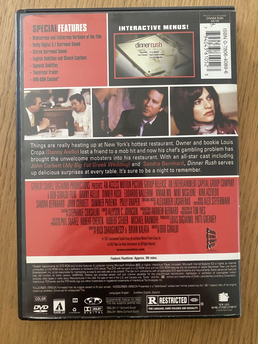 Tutti i DVDs: DVD Dinner Rush - US Import Code 1 – Usato da Rüschlikon venduto da Granulat204 1