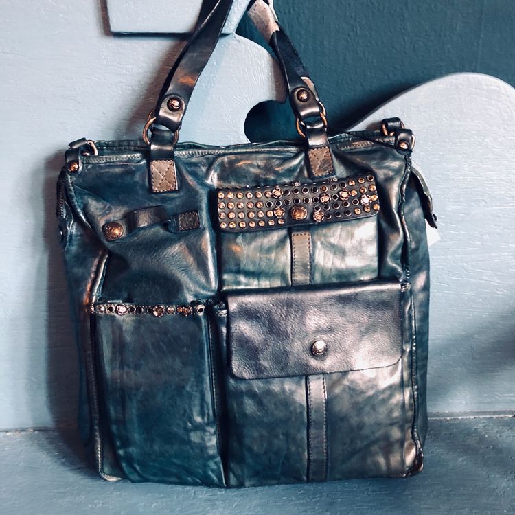 Tasche Avion Tasche Blaugrau Seltene Tasche Shopper Campomaggi