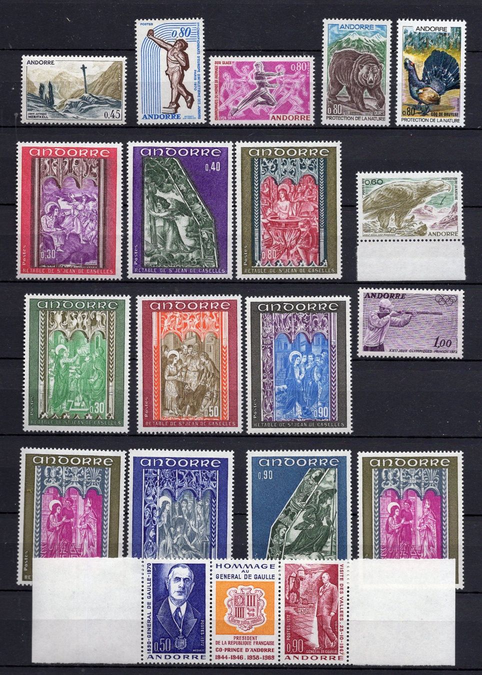 Tutti i francobolli: R5928  /  ANDORRE 1970 neufs  XX – Nuovo (secondo la descrizione) da Ste-Croix venduto da MONT-TAGNAC