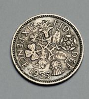 Pièce de monnaie Sixpence 1955 Elizabeth II, 2.78 g