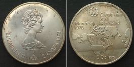 KANADA 5 Dollars 1973, OLYMPIA MONTREAL, Silber unz