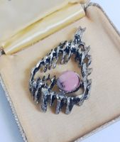 Pendentif Brutaliste Vintage 1970 & Rhodonite