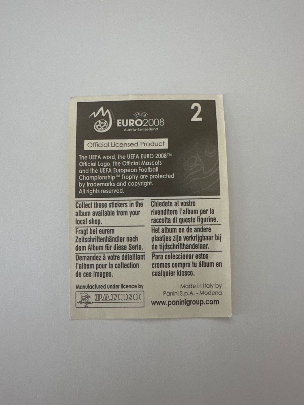 Panini Carte collezionabili: Panini UEFA EM 2008 Sticker - Nr. 2 – Usato da Sulz AG venduto da DealWerk 1