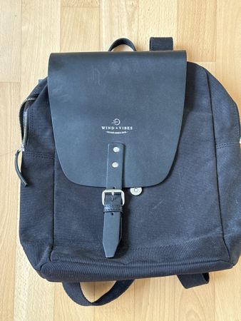 Wind&Vibes Rucksack Canvas Leder schwarz neuwertig