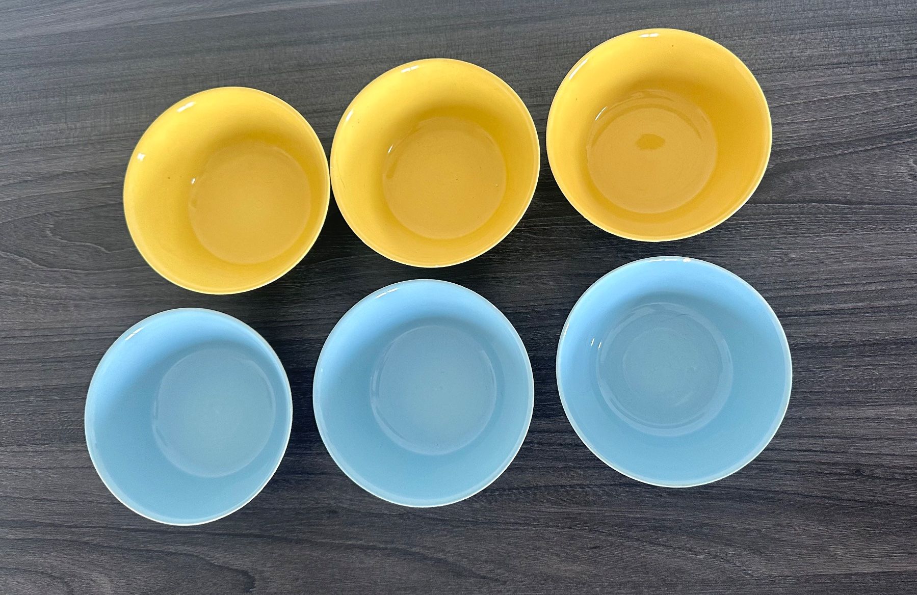 Rössler Ciotole: 6 Rössler Schalen, 3 Gelb, 3 Blau – Usato da Zürich venduto da brazerola 1