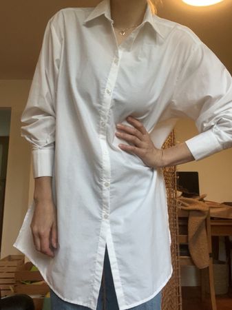Lange weisse Bluse Gr. 38
