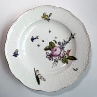 SUPPENTELLER*MEISSEN UM 1740*TELLER ALT OSIER MIT BLUMEN****