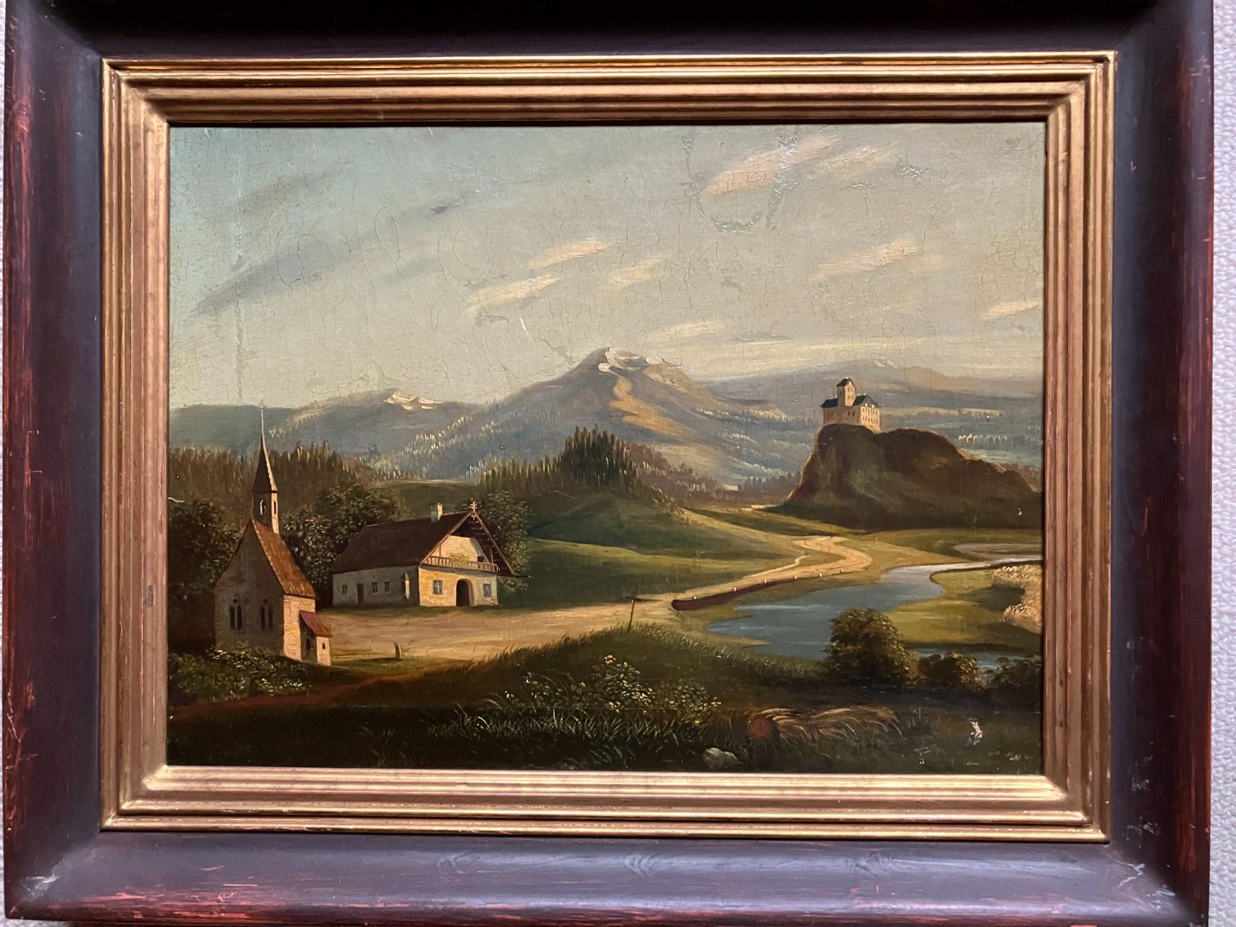 Gemälde: Landschaft mit Burg und Kapelle – Gebraucht aus Männedorf von Amleto3 5