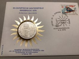 Münzbrief OLYMPISCHE WINTERSPIELE 1976 Schweizer Sporthilfe