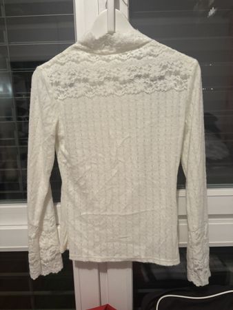 Damen Top Langarm Cremefarbe