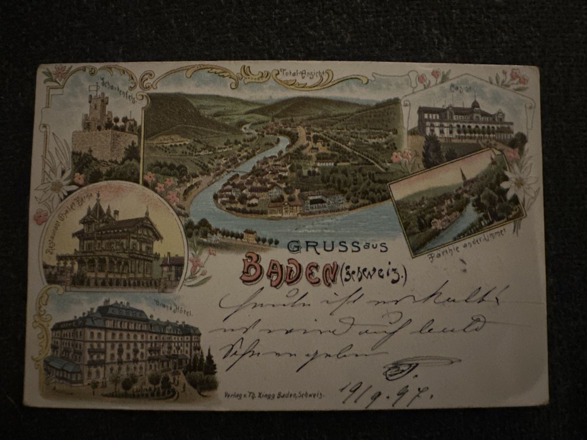 Cartoline postali: Gruß aus Baden Zingg-Litho 1897 – Usato da Wettingen venduto da OttoNeuerName