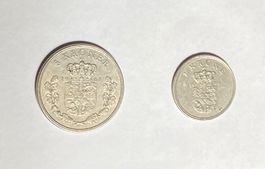 Dänemark - je 1 Stk. 5 Kronen 1961 und 1 Krone 1966