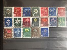 Schweiz 1943-49 Lot Pro Juventute Briefmarken mit Blumen ges
