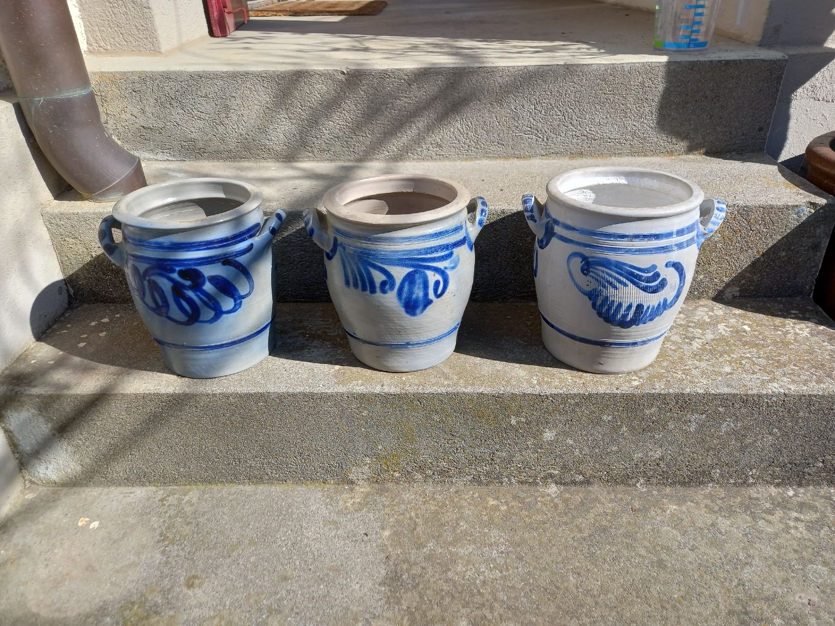 Töpfe: 3 antike Töpfe, blau grau  Steingut, Vintage – Gebraucht aus Seon von Zack_16 2