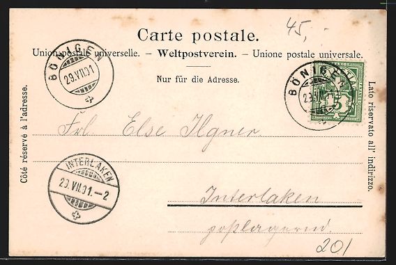 Cartoline postali: Bönigen, Strassenpartie am See mit Berg – Usato da Berlin venduto da bartko-reher 1