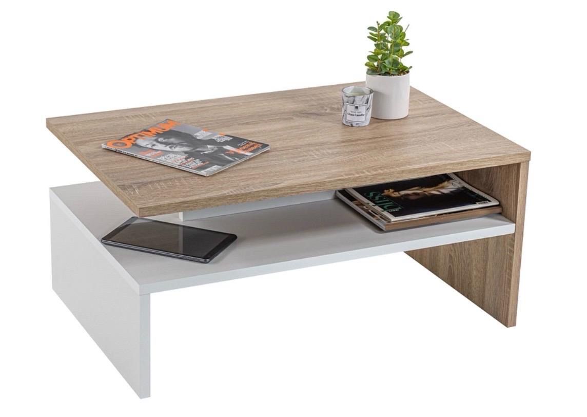 Tavoli: Table basse design bois et blanc fonctionnelle – Usato da Plan-les-Ouates venduto da Spartaccus