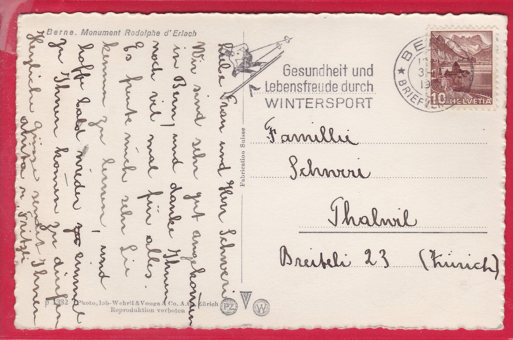 Cartoline postali: BERN, RUDOLF VON ERLACH-DENKMAL, – Usato da Oberrieden venduto da Gebirgsstelze 1