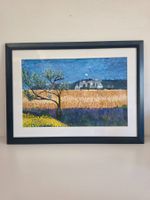 Aquarell Landschaft - Provence mit Lavendel - signiert