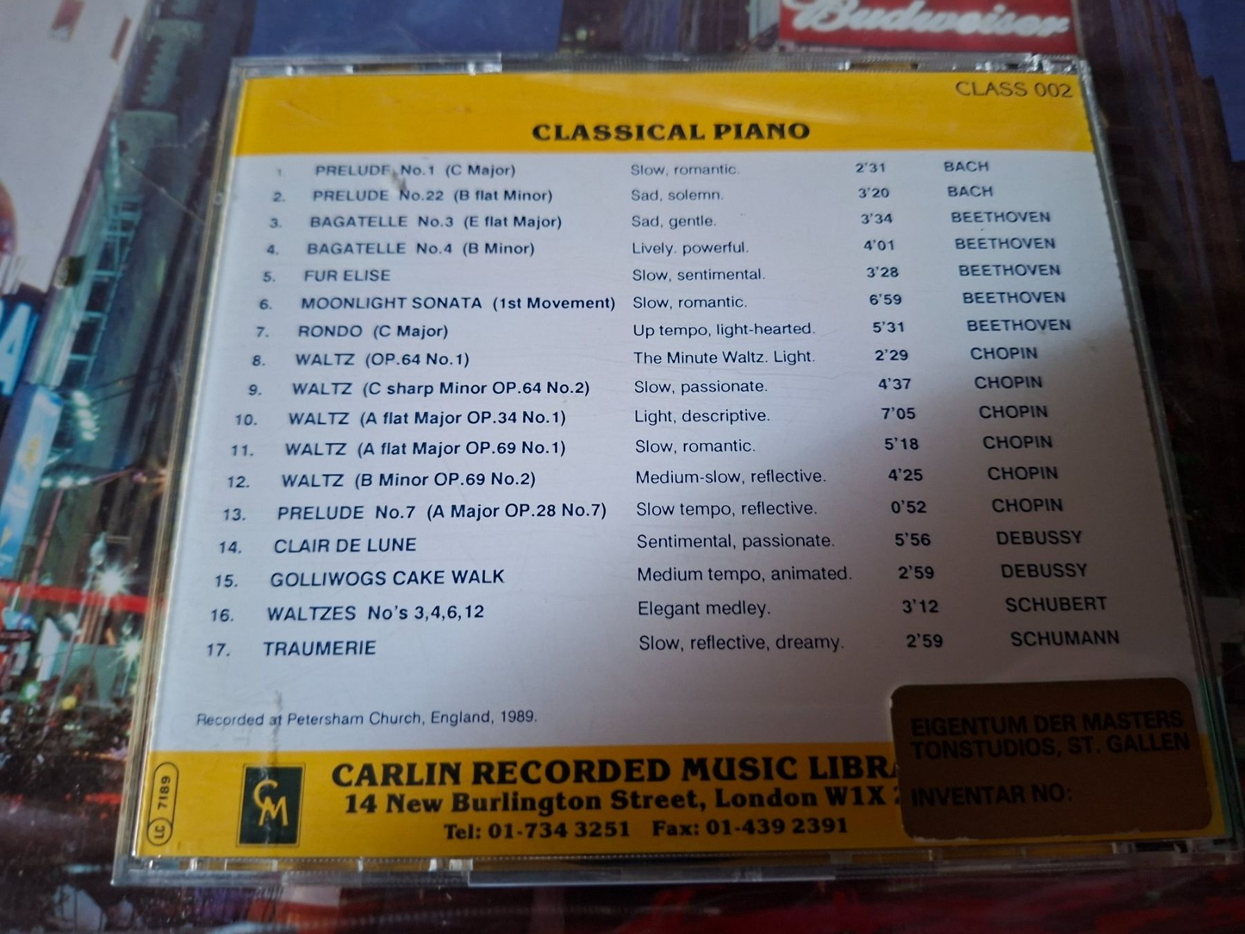 CD: CD Classical Piano Carlin Classical Series Class 002 – Usato da Burg AG venduto da ..machine_rec.. 1