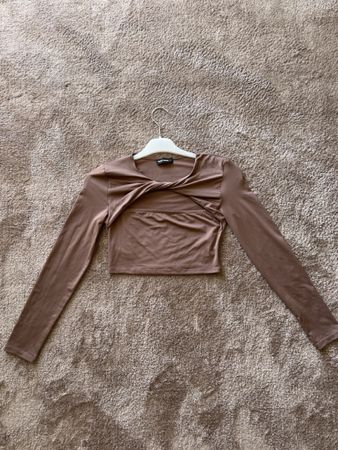Crop top manche longue brun rosé M 