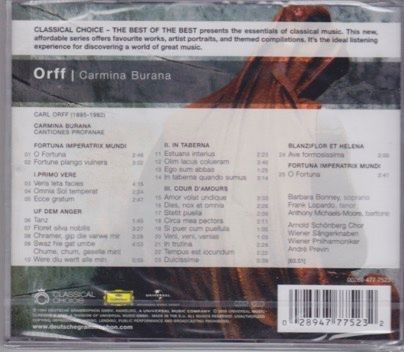 CD: Orff - Carmina Burana – Nuovo e nell'imballaggio originale da Zürich venduto da 2014_turicum 1