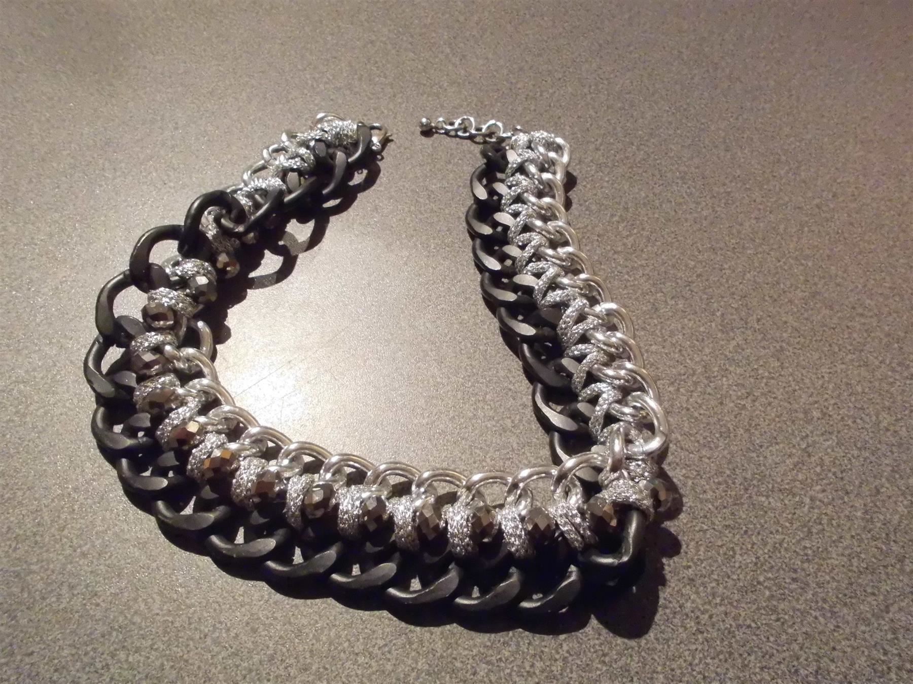 Catenine: Kette massiv, silberfarbig/schwarz – Usato da Zürich venduto da abraxas1291