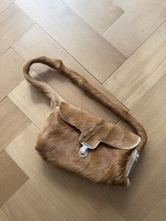 Handtasche Fell braun mit Trageriemen guter Zustand
