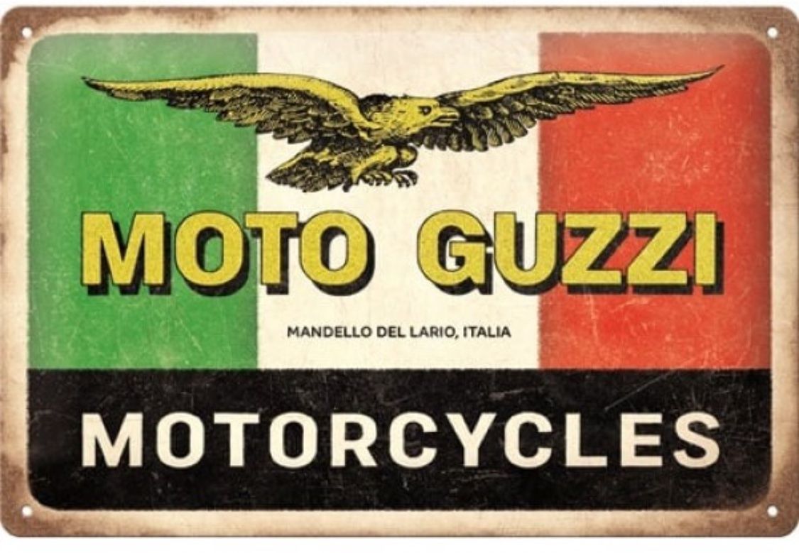 Moto Guzzi Schilder: Moto Guzzi Hängeschild Blechschild Schild 20x30cm – Neu und originalverpackt aus Goldach von SSRConzept