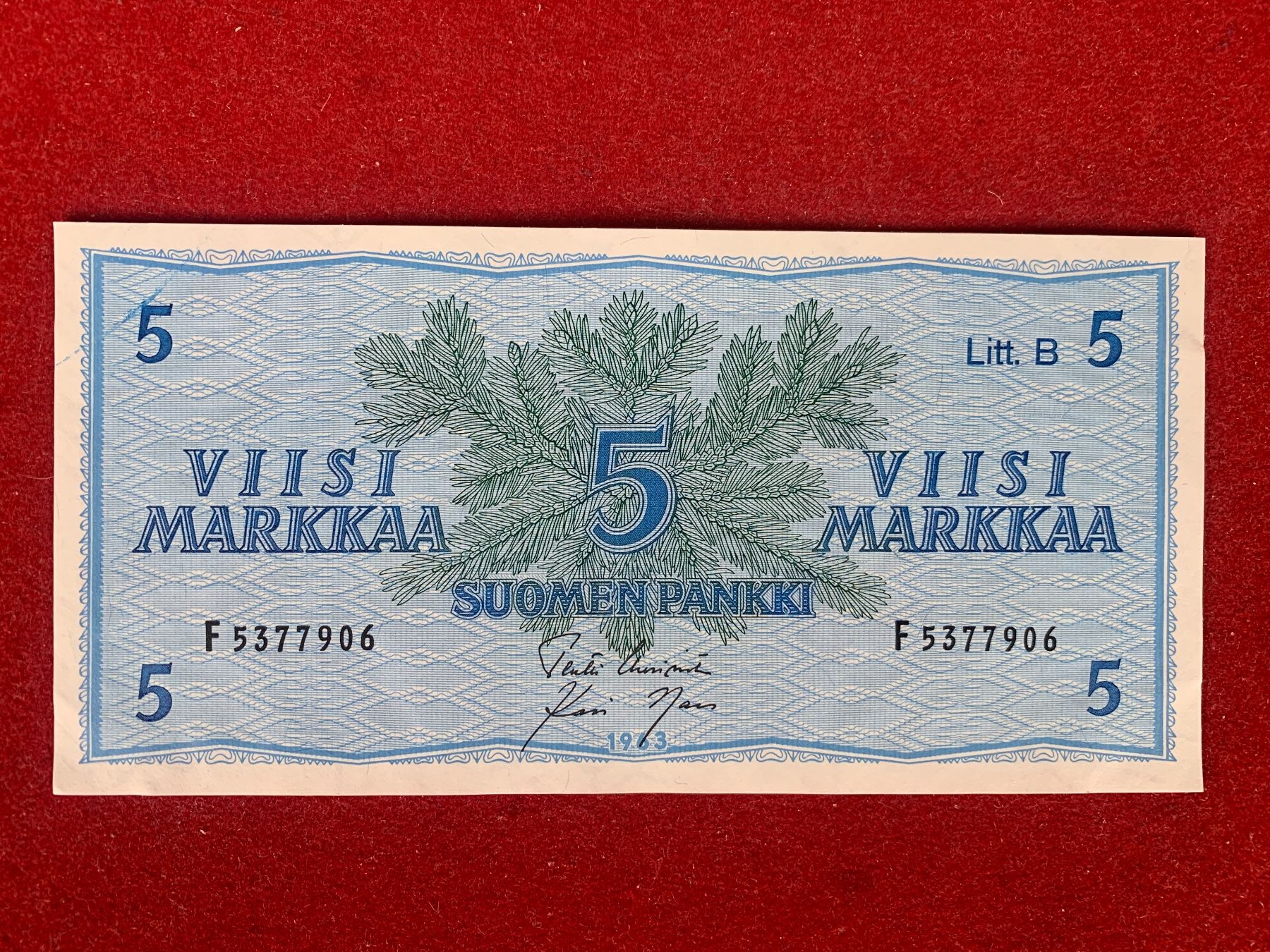 Banconote: FINLANDE - 5 Markka 1963 - Uncirculated / Unzirkuliert – Nuovo (secondo la descrizione) da Le Lignon venduto da Trikles
