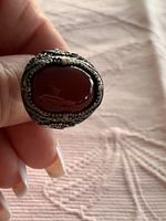 Vintage Silberring mit Karneol Stein, Grösse 19 mm