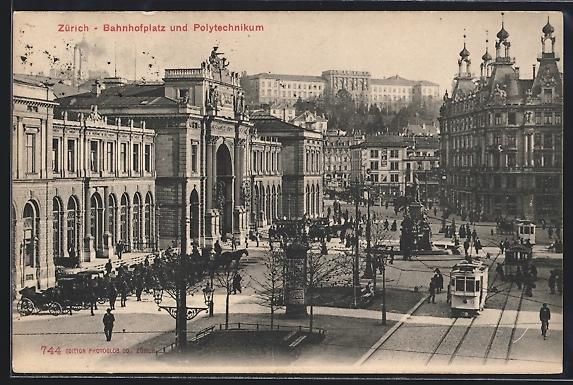 Cartoline postali: Zürich, Bahnhofplatz und Polytechnikum- – Usato da Berlin venduto da bartko-reher