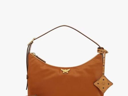 Neu Original MCM Arne Hobo aus Nylon und Leder mit Monogramm