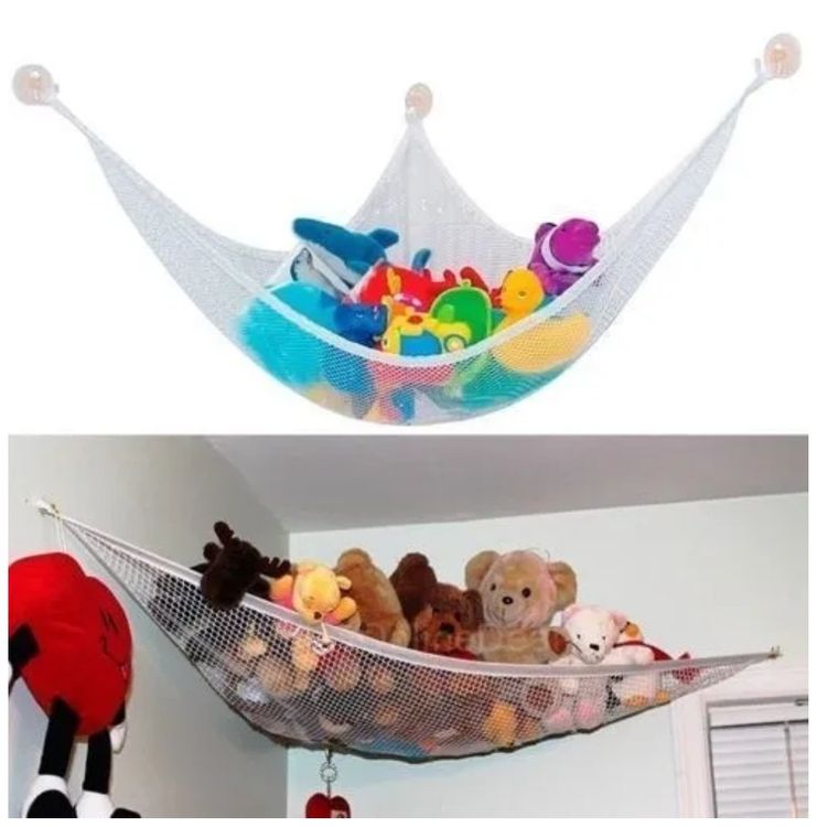 2Pcs Jouet Hamac Pour Animaux En Peluche, Hamac En Rangement Pour Jouet, Filet Rangement Jouet Avec Crochet, Filet Coin Suspendu Support De Rangement Pour Chambre Enfant, 140 X 100 X 100 Cm