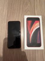 Smartphone Apple iPhone SE rouge avec boîte et coque