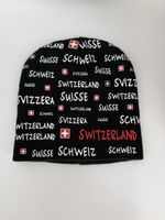 Kinder Mütze schwarz mit Schweiz Motiv 
