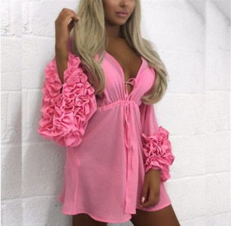 Strandkleid Cover Up in Pink Gr M