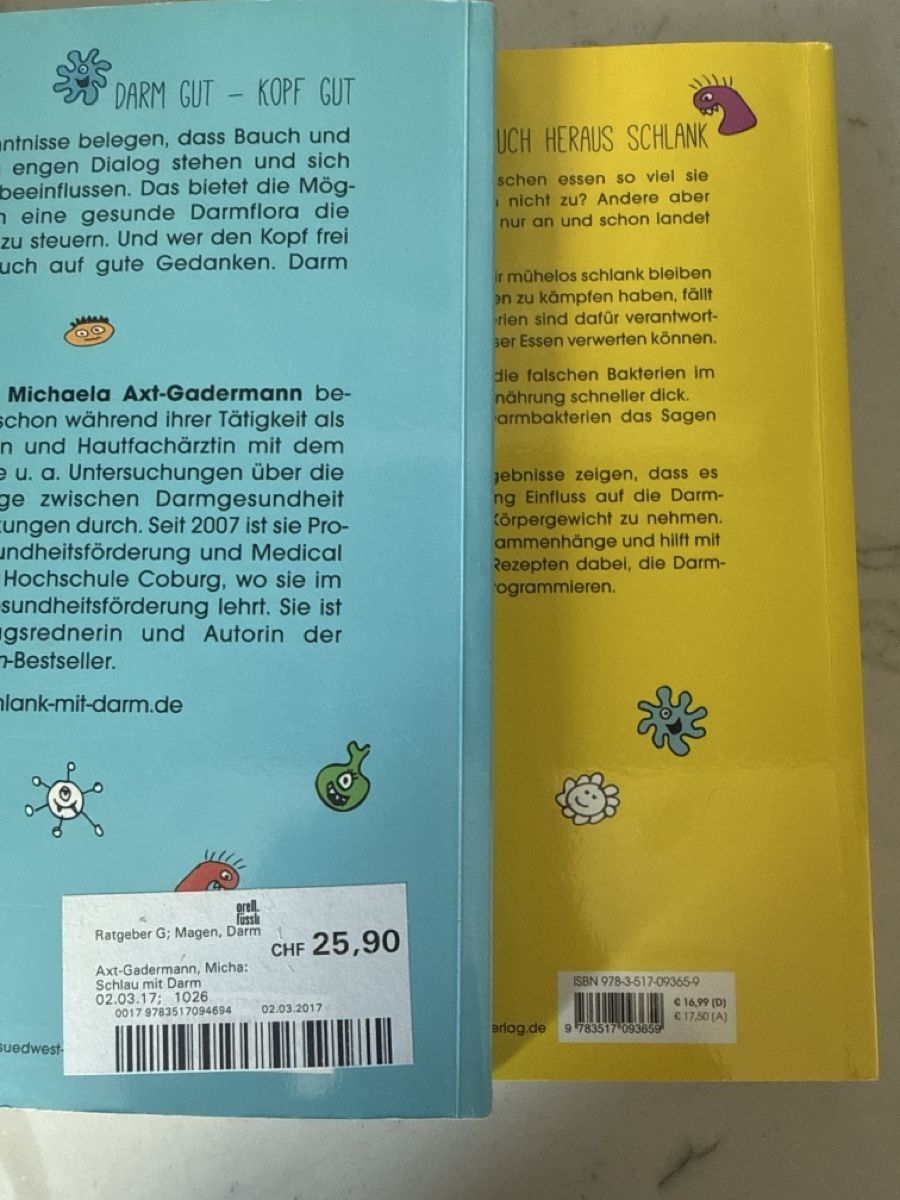 Libri: 2 Bücher: Dr. Michaela Axt-Gadermann Schlau/schlank mit Darm – Usato da Zürich venduto da Nellyville73 4