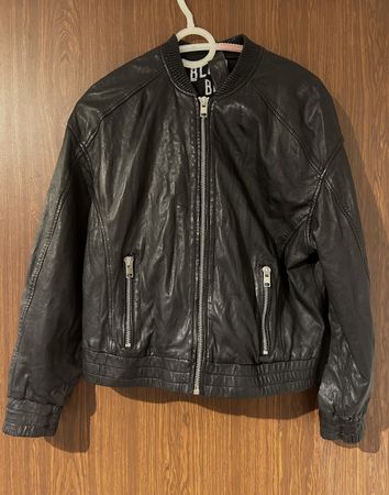 schwarze Bomber-Lederjacke Damen (M)