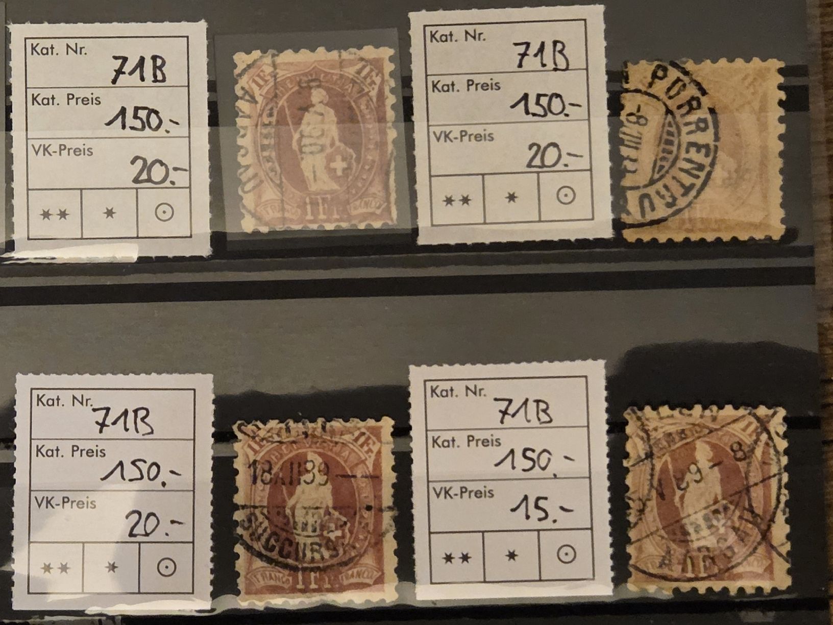 Tutti i francobolli: 12mal 71B Kat. 1800.- – Usato da Wangen venduto da Abartix 4