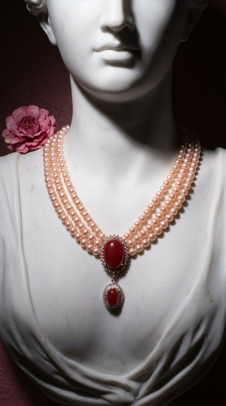 Ketten: Collier perles roses et jade rouge – Neu und originalverpackt aus St-Maurice von Sandrinette123 2