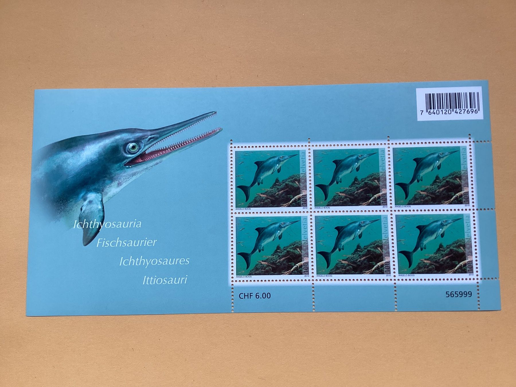 Tutti i francobolli: 6x Fr. 1.- Briefmarken postfrisch Dinosaurier 2010 – Nuovo (secondo la descrizione) da Seftigen venduto da Muggelwomb