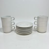 Service à café/thé BIDASOA 6 personnes en porcelaine blanche
