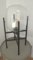 Stehlampe Glas Metall Gestell schwarz gebraucht - Batterie