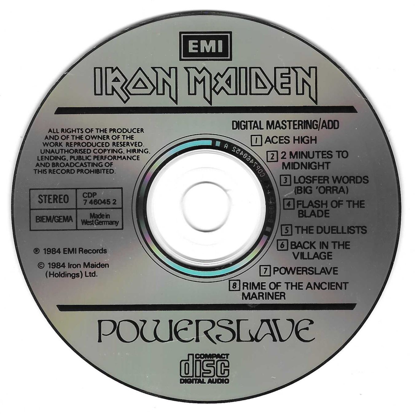 CDs: IRON MAIDEN  -  POWERSLAVE – D'occasion à Bex par Giorgiob 2