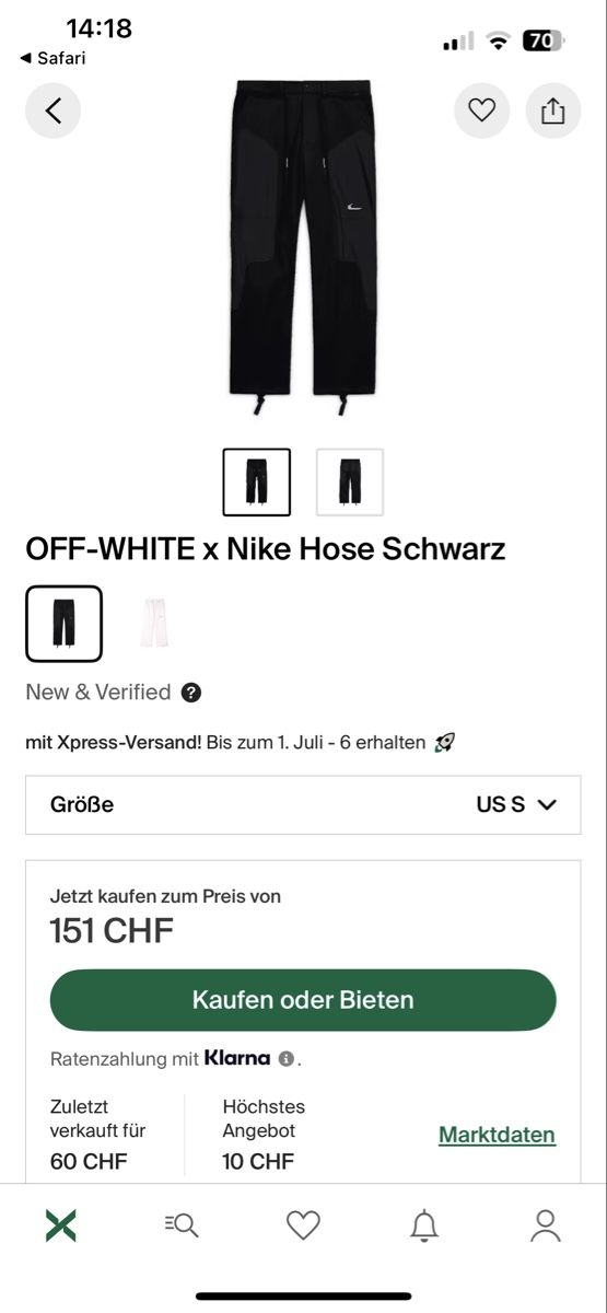 Jeans: OFF-WHITE x Nike Hose Schwarz size S – Gebraucht aus Zürich von ram__0n 2