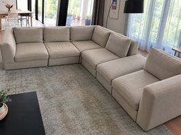 Grosses modulares Ecksofa / Wohnlandschaft in Beige-Crème